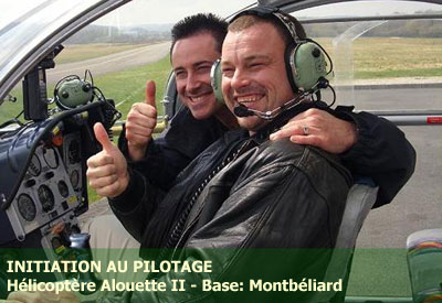 Initiation Pilotage Hélicoptère - briefing, vol en palier, en stationnaire, virages, debriefing - <b><font color=red>vol de 20mn</font> - tarif par personne</b> - base Montbéliard (25) - réf:HTFC_IPAH